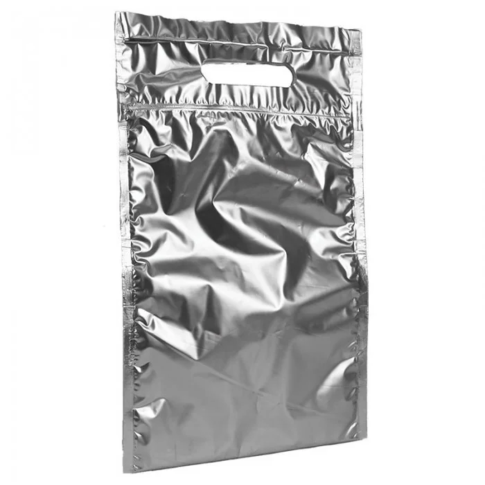 Punga Termoizolanta Cu Fermoar Isothermal Pouch Dimensiuni 200 X 250 mm, Clapeta 70 mm, Culoare Argintiu, Tip Cu Maner si Zip...