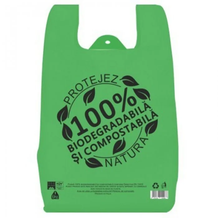 Pungi Biodegradabile Tip Maiou Pliu 2 x 60 mm, Dimensiuni 240 x 420 mm, Grosime 18 my, Rezistenta 3 kg, Buc / Pachet 1000-Pun...