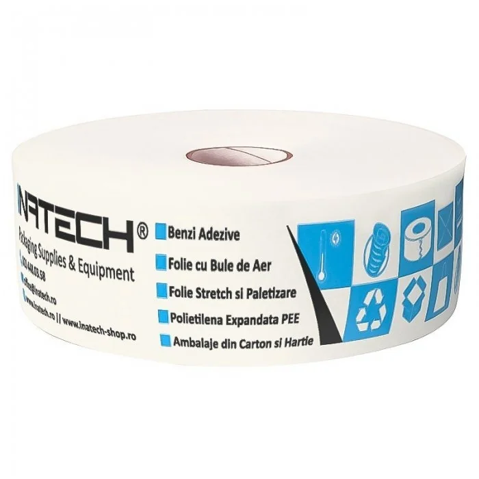 Banda Adeziva Umectibila Personalizata 60 mm x 200 m Lungime 200 m, Numar Culori 2 Culori, Latime 60 mm, Adeziv Amidon, Tip I...