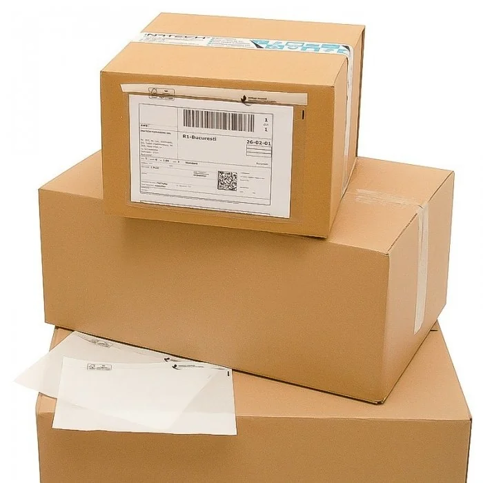 Set 100 Plicuri Port Document Autoadezive, C4/C5/C6/DL Dimensiuni 240 x 165 mm, Culoare Transparent, Tip C5, Buc / Pachet 100...