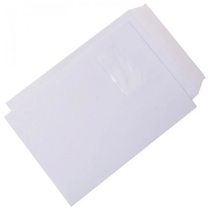 Plic Cu Fereastra Adeziv Siliconic, Dimensiuni 110 x 220 mm, Dimensiune Fereastra 45 x 90 mm, Pozitie Fereastra Stanga, Culoa...