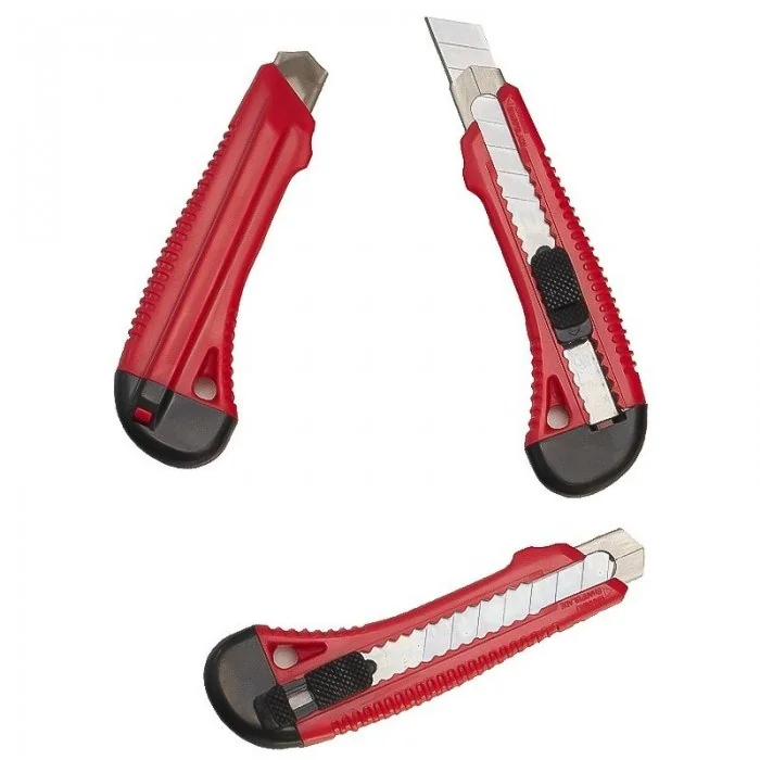 Cutter Retractabil Pentru Hartie Utilizare Intensa, Lama Metal, Culoare Rosu, Siguranta DA, Suport Plastic-Accesorii Depozit