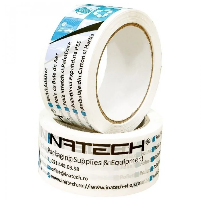 Banda Adeziva Personalizata Lungime 66 m, Numar Culori 3 Culori, Latime 48 mm, Tip Imprimare Sandwich, Buc / Pachet 720-Benzi...