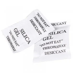 Silica Gel Desicant Dimensiune Sac 65 x 40 mm, Unitati Desicare 1/10, Greutate Plic 3g kg, Performanta Absorbtie Vapori 0.6 g...