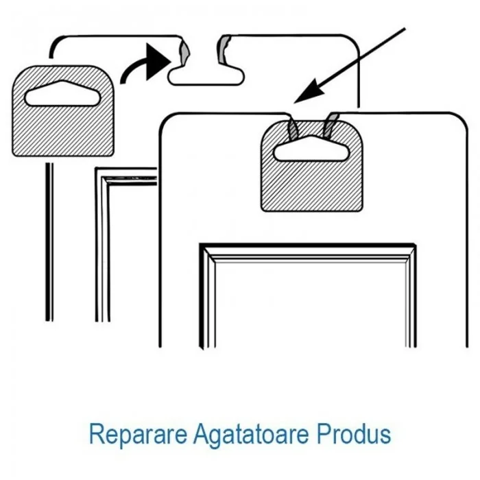 Set Agatatori Autoadezive Din Plastic Pentru Raft Tip Agatatoare Delta, Dimensiuni 40 x 35 mm, Grosime 380 my, Suprafata Lipi...