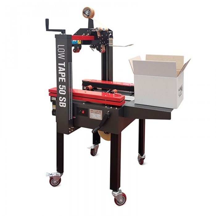 Masina Semiautomata De Sigilat Cutii Low Tape 50 SB Viteza de Sigilare 20 m/min, Tip Banda BOPP / PVC / Kraft, Alimentare 220...