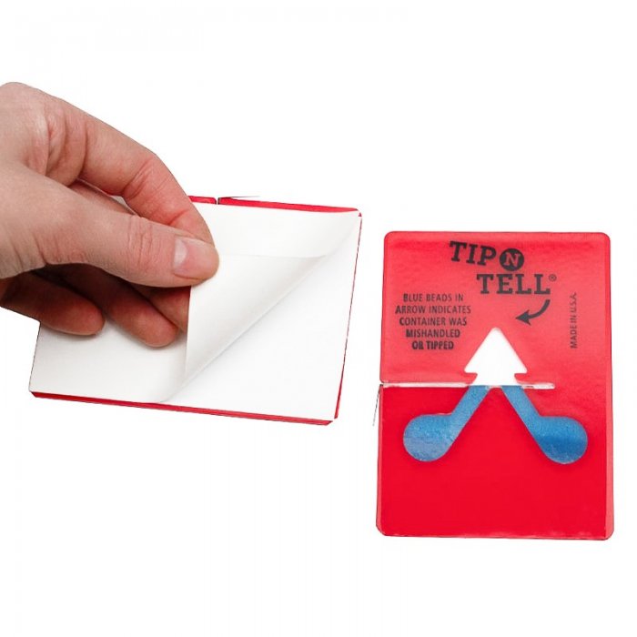 Indicator Monitorizare Inclinare 80 grade Latime 70 mm, Inaltime 95 mm, Culoare Rosu-Folie Stretch, Legare Si Paletizare