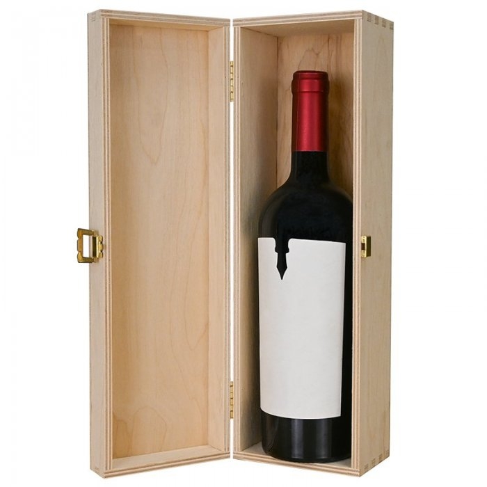 Cutie Din Lemn Pentru 1 Sticla De Vin Lungime 335 mm, Latime 95 mm, Inaltime 95 mm, Capac Cu balamale, Material Lemn, Culoare...