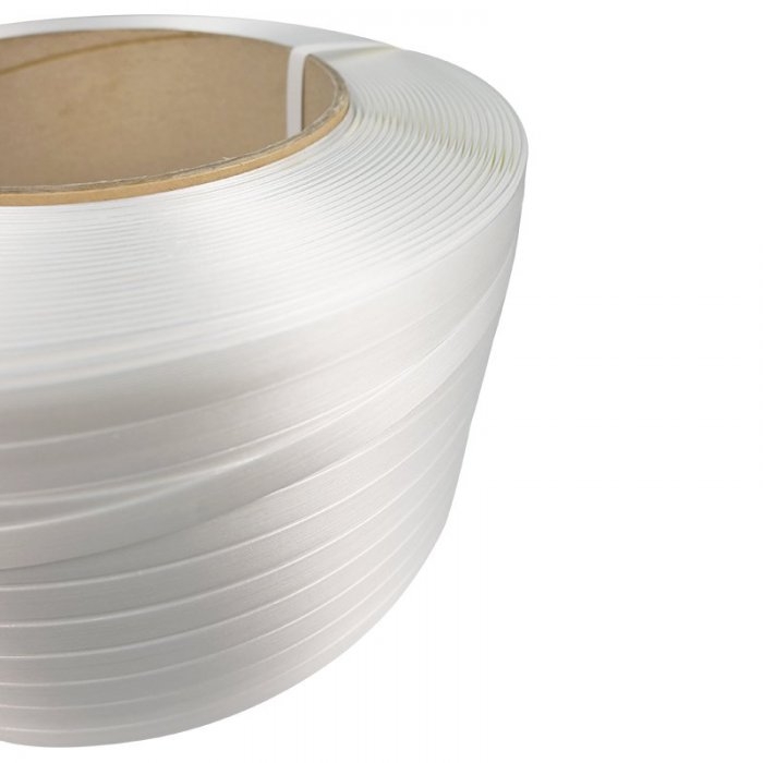 Banda PES Netesuta Compozit, Alb, 16 mm x 850 m, 450 kg, Tub 200 mm Lungime 850 m, Latime 16 mm, Rezistenta 450 kg, Culoare A...