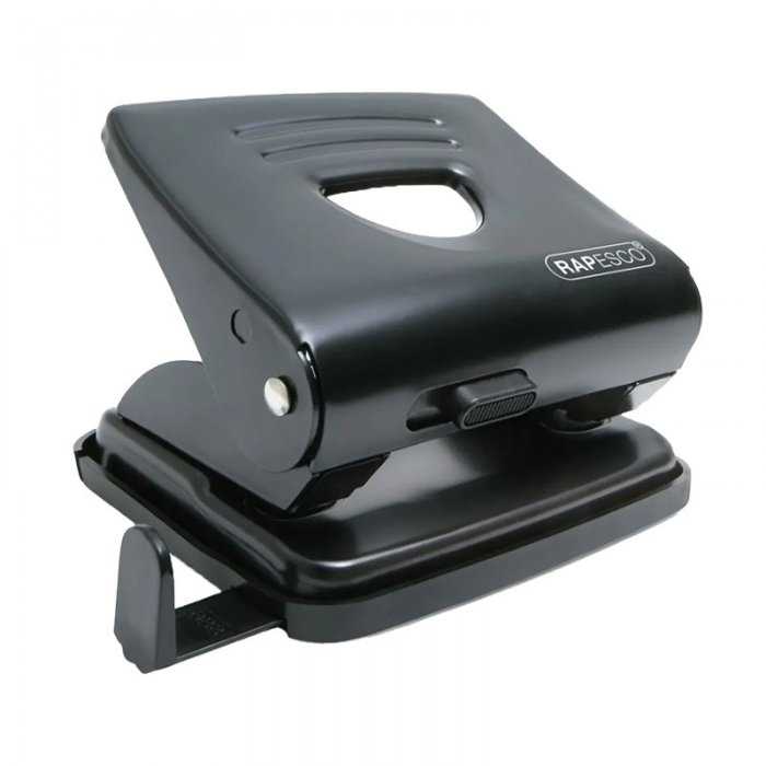 Perforator metalic Rapesco, 25 coli, negru Perforeaza pana la 25 de coli, Numar perforatii 2, Culoare Negru-Perforatoare