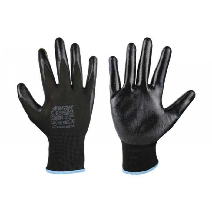 Manusi Lucru PASSAT Marime 10/XL, Material poliester-nitril, Greutate 21GR/Manusa gr, Culoare tesatura tricotata neagra-acope...