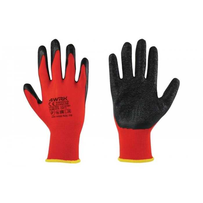 Manusi de lucru SIROCCO Marime 10/XL, Material poliester-latex poros, Greutate 18GR/Manusa gr, Culoare tesatura tricotata ros...